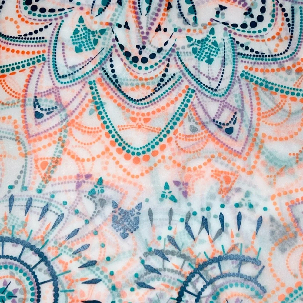 Mandala Peva Shower Curtain Teal, Coral & Navy Metal Grommets Kavala Collection